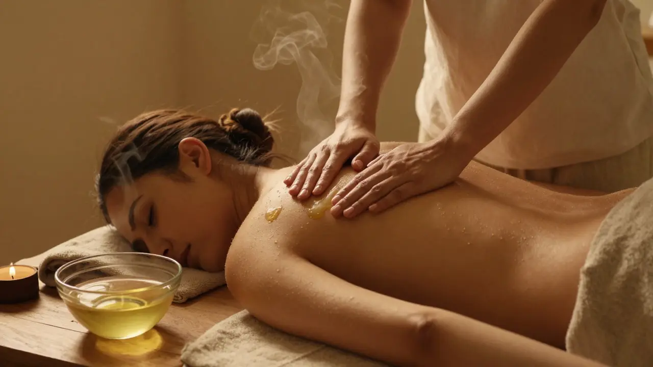 Teplé vs studené oleje při tantrické masáži: Jak správně vybrat teplotu pro hluboké spojení