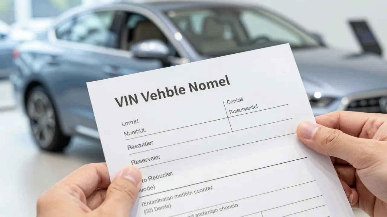 Detail rezervačního dokumentu s jasně viditelným VIN číslem vozu pro transparentnost